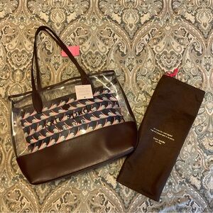 NWT Kate Spade Ash Geo Bird See Through PVC Tote WKRU6392